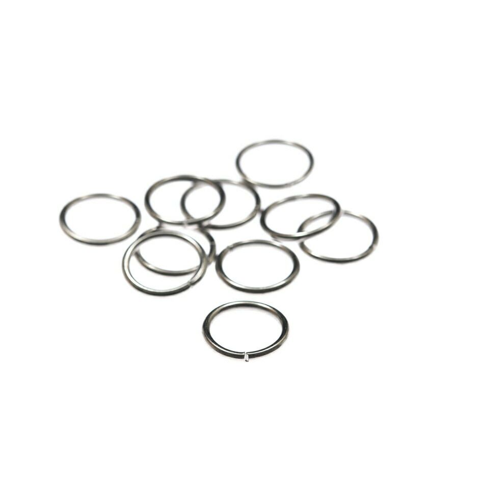 [50個]サージカルステンレス丸カン［細い線径0.8X12mm］［銀シルバー］アクセサリーパーツ金アレ