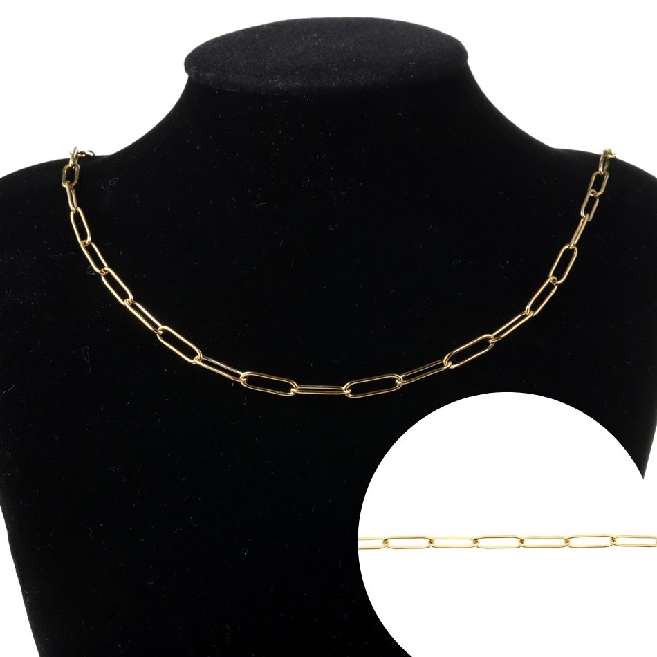 ［1M×1本］サージカルステンレスデザインBチェーン中［ゴールド金］パーツ金具素材金属アレルギー対応