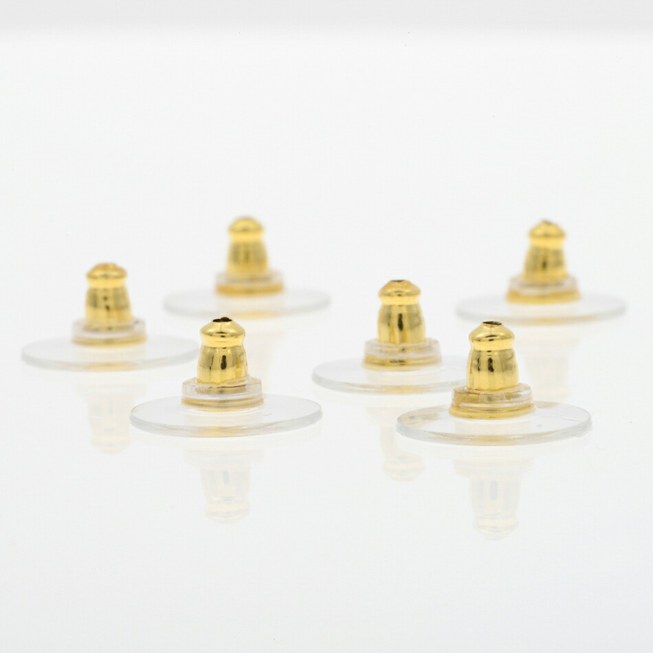 [20個]サージカルステンレス下向き防止ピアスキャッチシリコン［ゴールド金］アクセサリーパーツ金具金属アレルギー対応金アレ