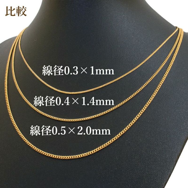 ［5M×1本］サージカルステンレス喜平チェーン0.4×1.4mm［ゴールド金］金具パーツ素材金属アレルギー対応