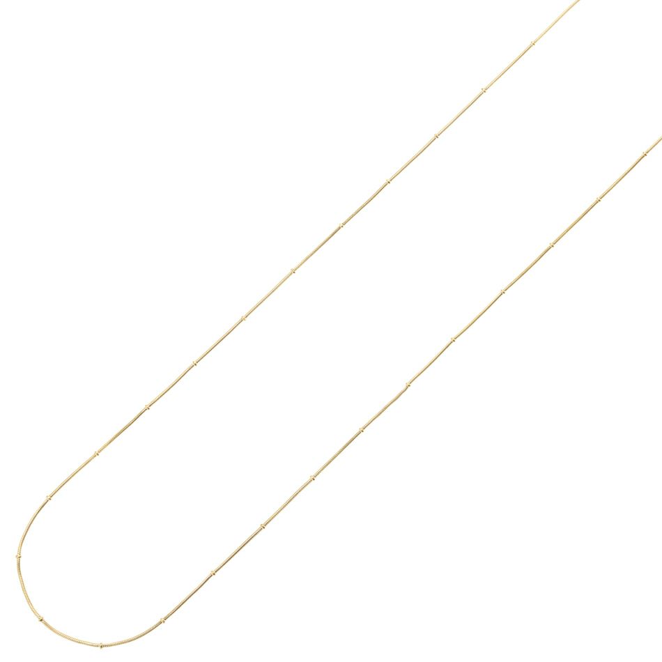 [1M×1本]サージカルステンレスデザインEチェーン飾り珠付き1.2mm［ゴールド金］スネーク素材パーツ金属アレルギー対応