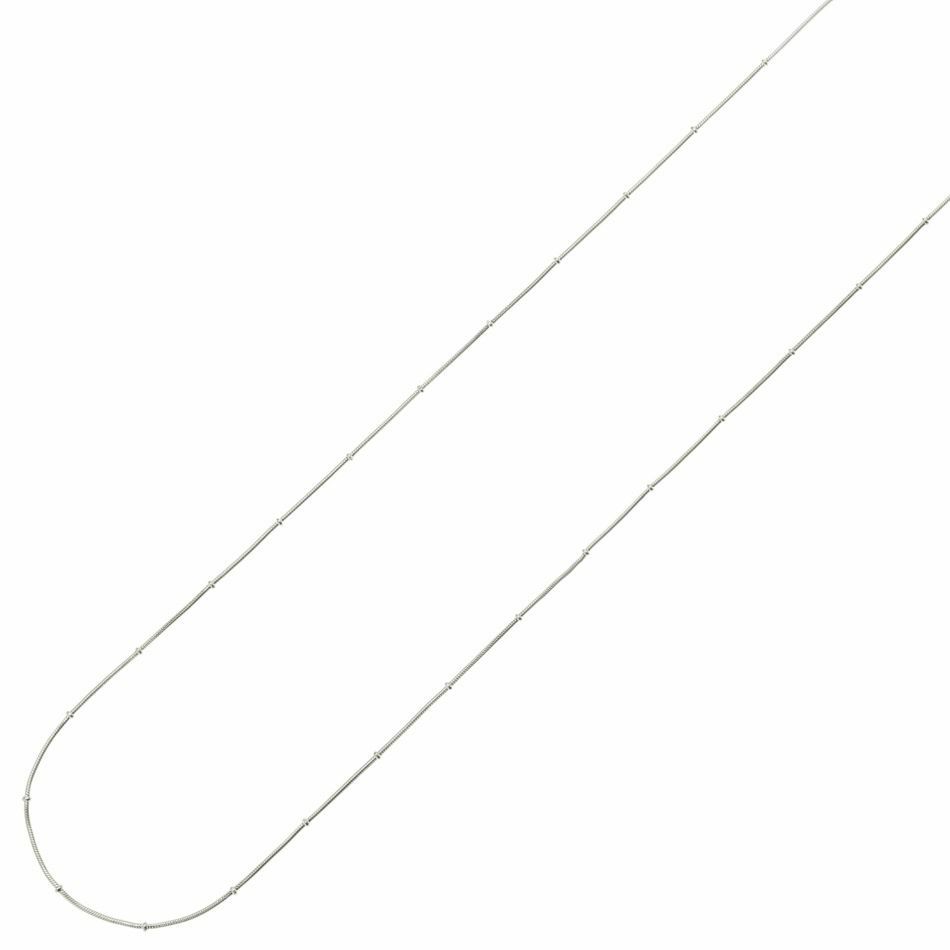 [5M×1本]サージカルステンレスデザインEチェーン飾り珠付き1.2mm［銀シルバー］スネーク素材パーツ金属アレルギー対応