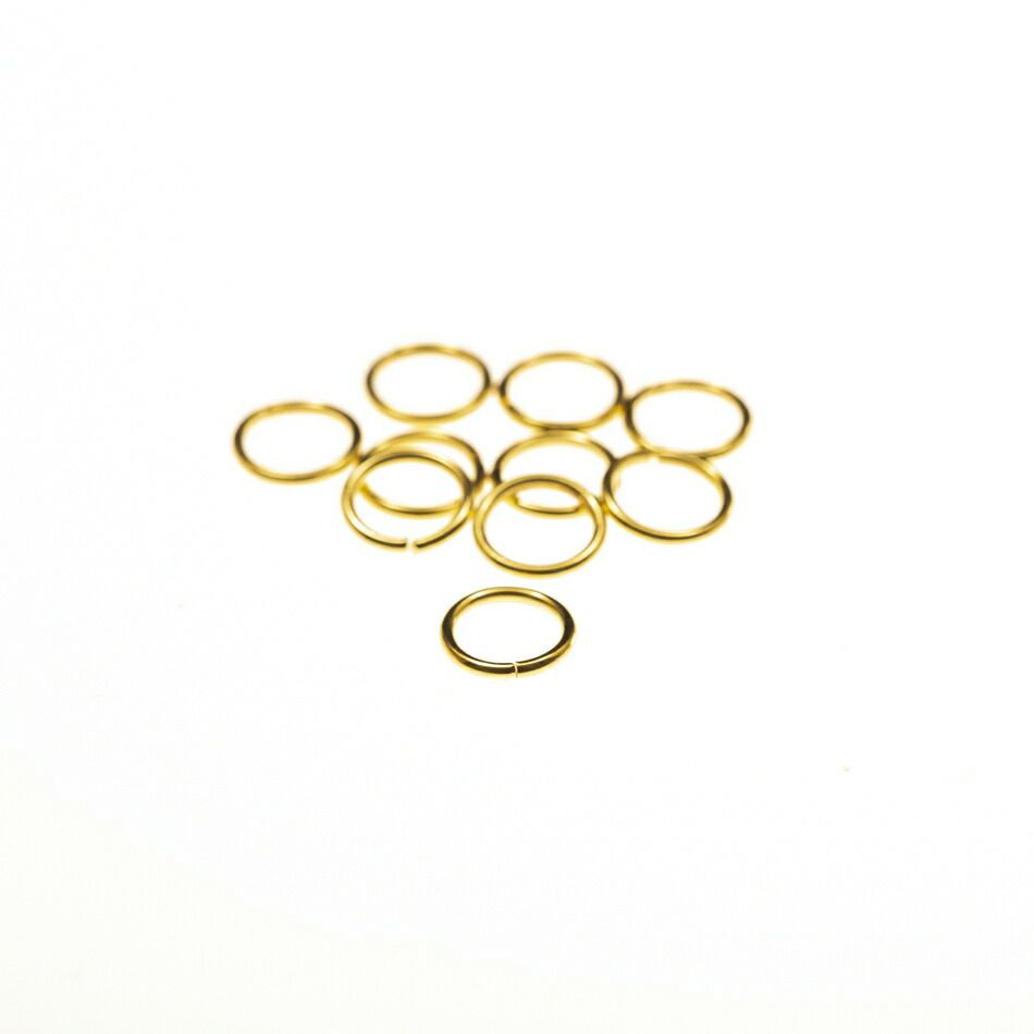 [100個]サージカルステンレス丸カン［0.8X8mm］［ゴールド金］アクセサリーパーツ金アレ