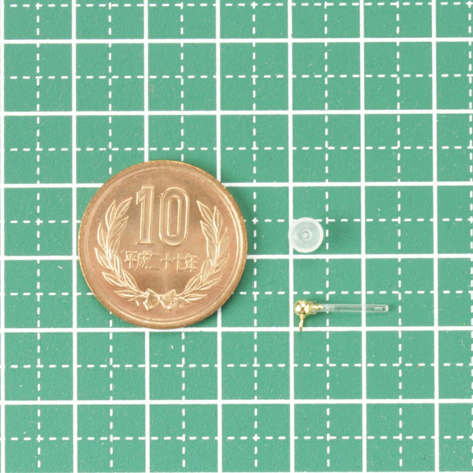 樹脂 ヨコ向き カン付き ボールピアス 3mm ゴールド サイズ