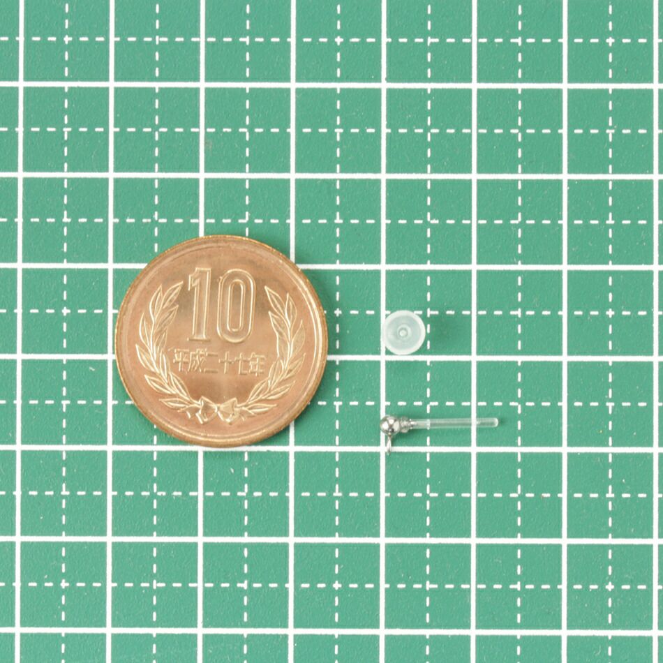 樹脂 ヨコ向き カン付き ボールピアス 3mm シルバー サイズ