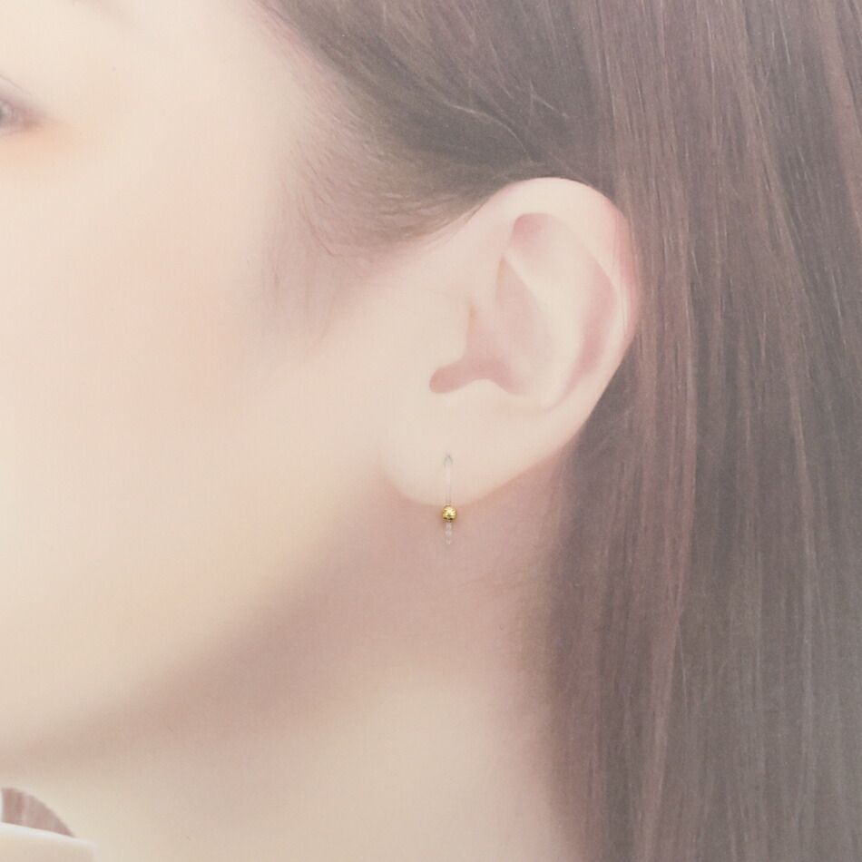 珠付き 樹脂ピアスフック 着用イメージ