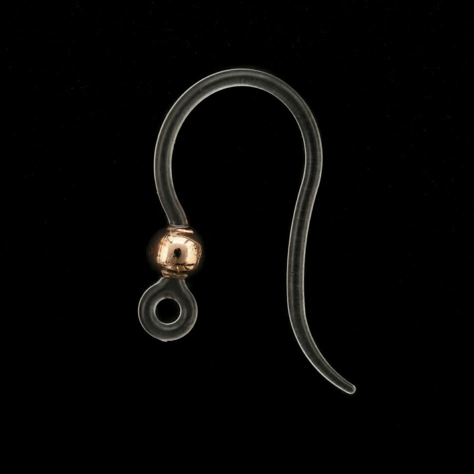 [50個]珠付き樹脂ピアスフック[★ピンクゴールド]アクセサリーパーツ金属アレルギー対応