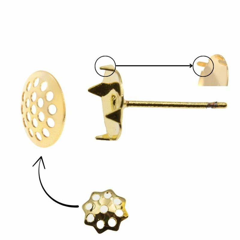 ［20個］サージカルステンレスシャワー台付き*ピアス*10mm［ゴールド金］金具パーツ金属アレルギー