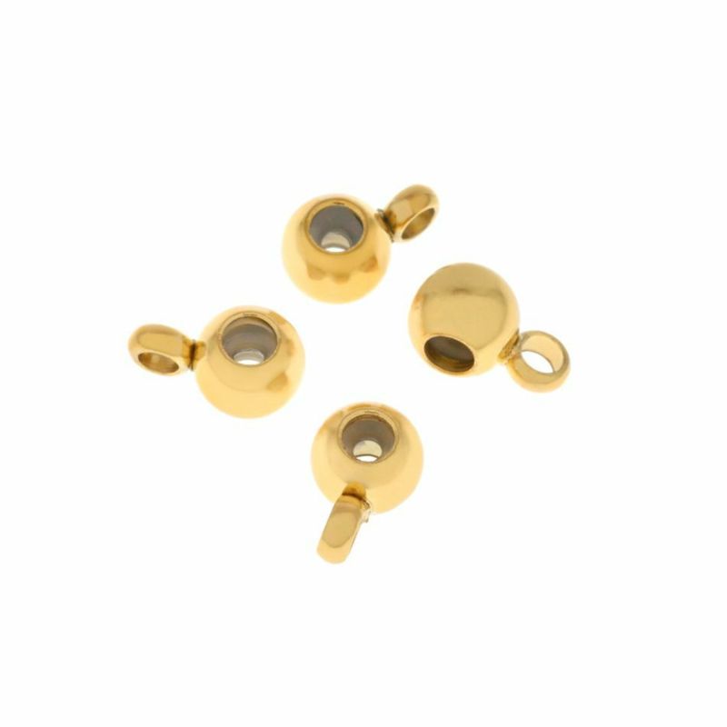 ［10個］サージカルステンレススライドボール［ゴールド金］ネックレス金具アクセサリーパーツ金具金属アレルギー対応
