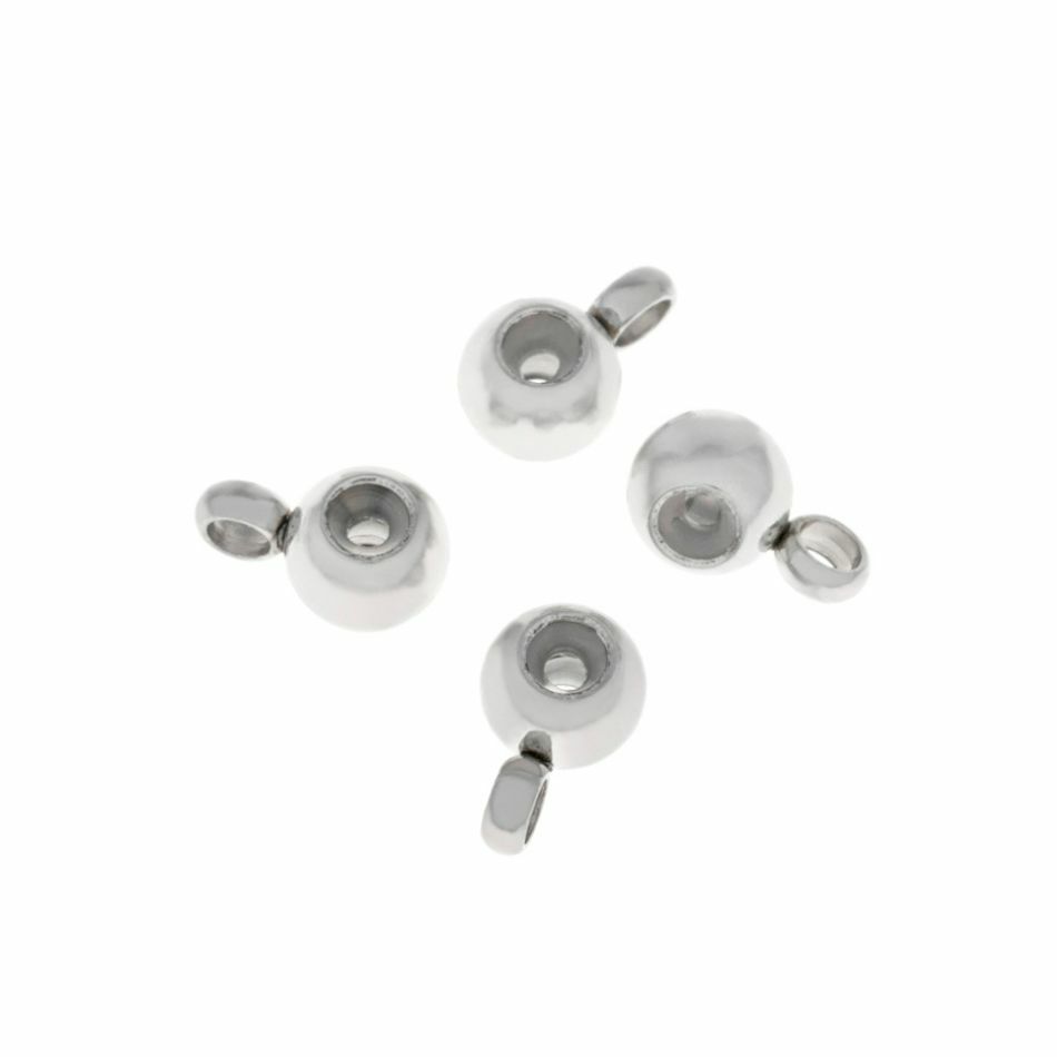 ［5個］サージカルステンレススライドボール［銀シルバー］ネックレス金具アクセサリーパーツ金具金属アレルギー対応