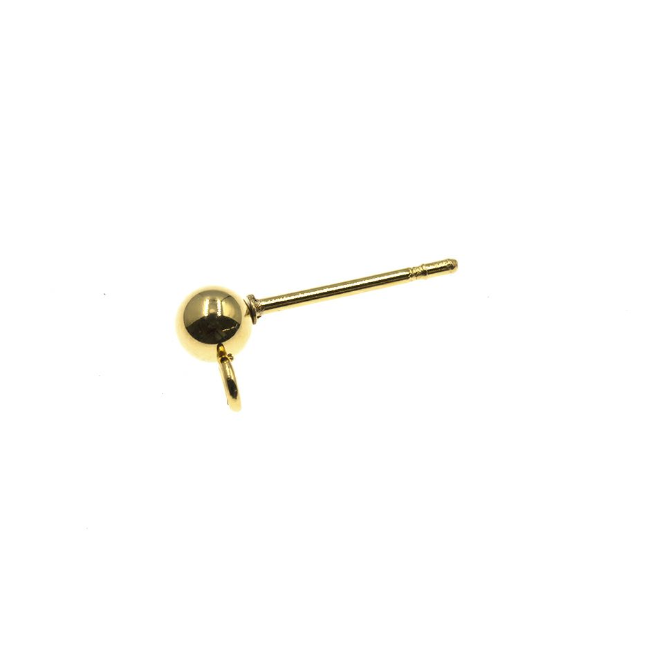 ヨコ向きカン付き ボールピアス 4mm ［ ゴールド 金 ］サージカルステンレス パーツ 金属アレルギー対応  