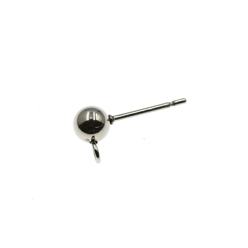 【 ポストのみ 】  ヨコ向きカン付き ボールピアス 5mm ［ 銀 シルバー ］ サージカルステンレス パーツ 金属アレルギー対応