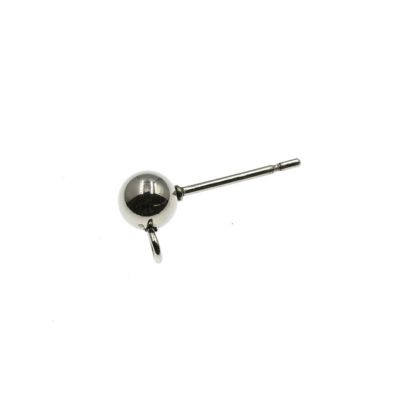 【 ポストのみ 】  ヨコ向きカン付き ボールピアス 5mm ［ 銀 シルバー ］ サージカルステンレス パーツ 金属アレルギー対応