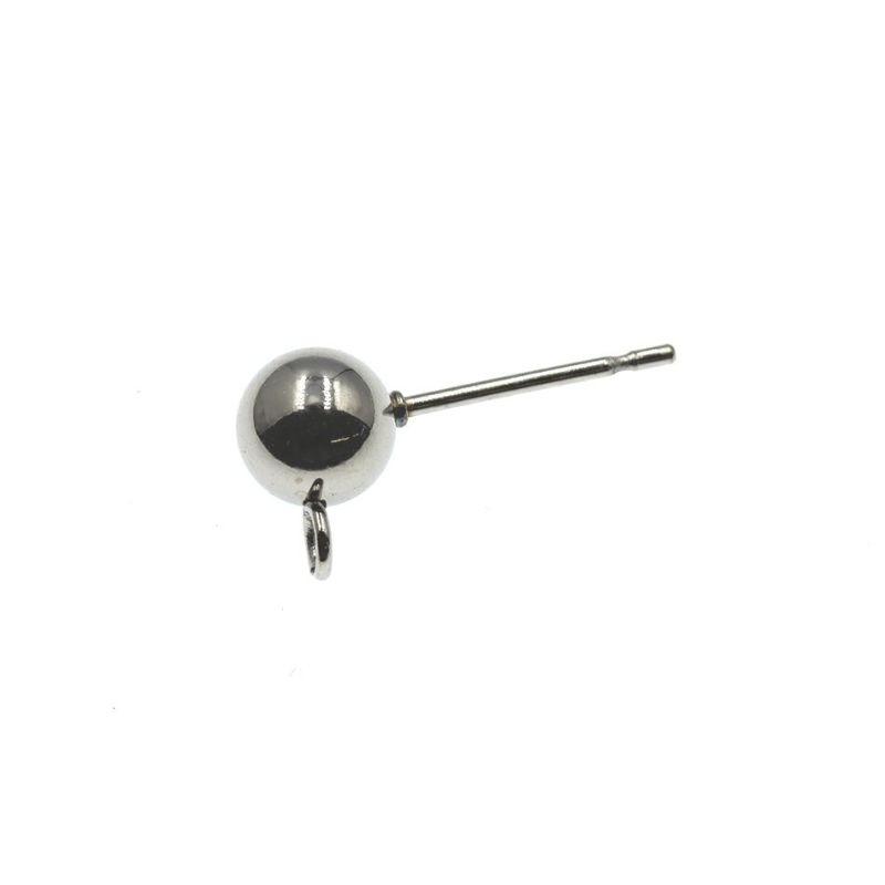 【 ポストのみ 】  ヨコ向きカン付き ボールピアス 6mm ［ 銀 シルバー ］ サージカルステンレス パーツ 金属アレルギー対応 