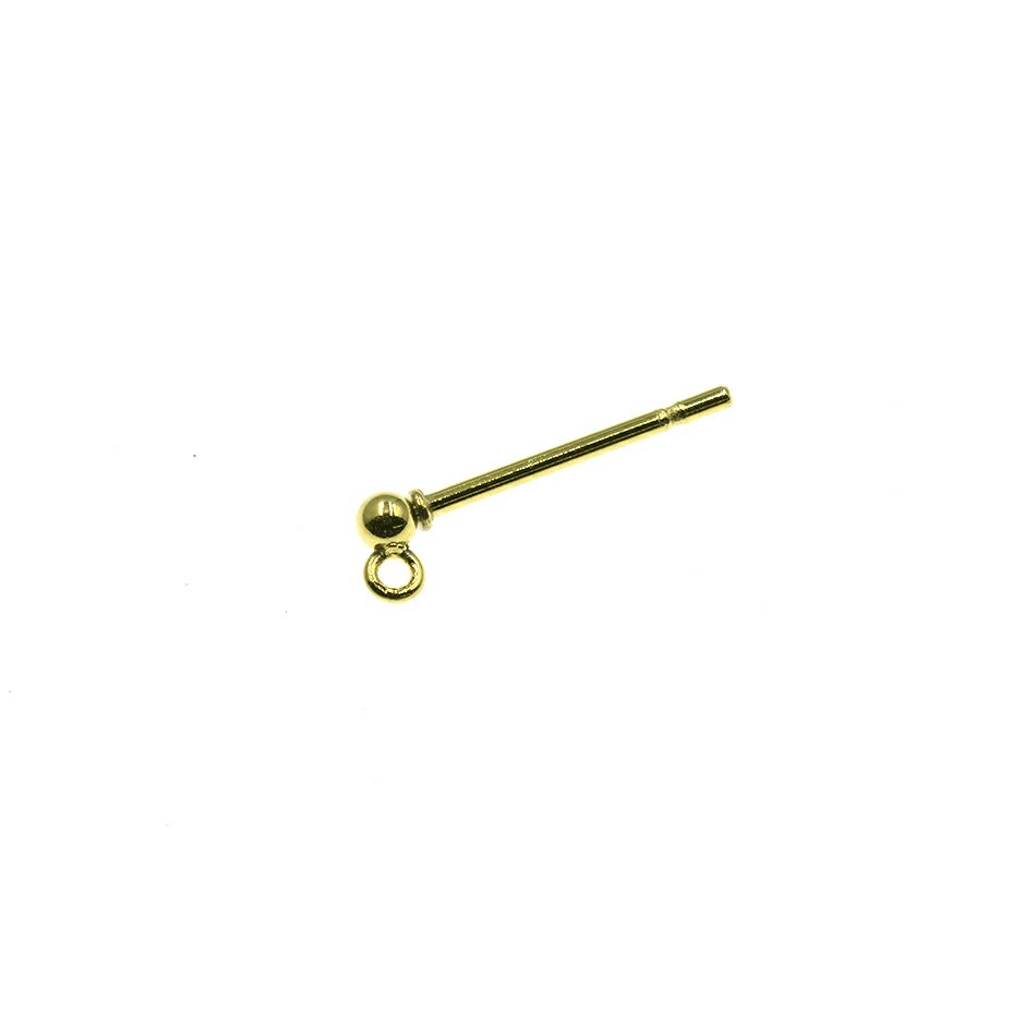 【 ポストのみ 】  縦向きカン付き ボールピアス 2mm ［ ゴールド 金 ］ サージカルステンレス パーツ 金属アレルギー対応 