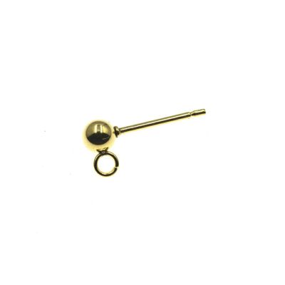 【 ポストのみ 】  縦向きカン付き ボールピアス 4mm ［ ゴールド 金 ］ サージカルステンレス パーツ 金属アレルギー対応