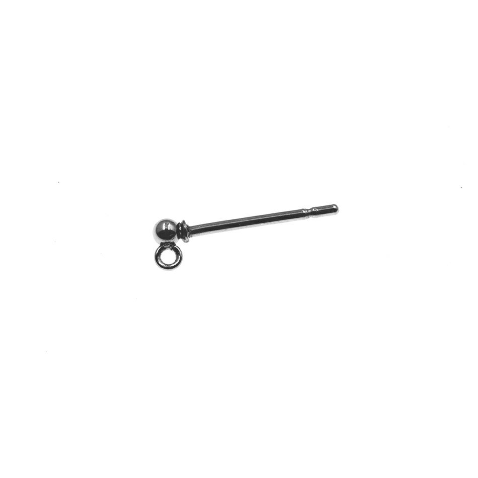 【 ポストのみ 】  縦向きカン付き ボールピアス 2mm ［ 銀 シルバー ］ サージカルステンレス パーツ 金属アレルギー対応 