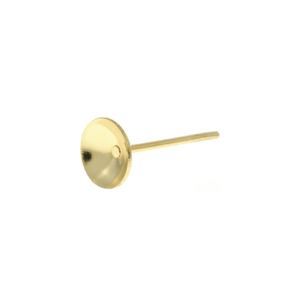 【 ポストのみ 】  お椀皿 6mm ピアス ［ ゴールド 金 ］