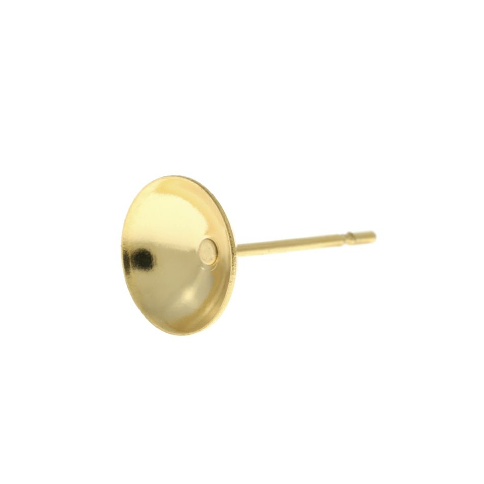 【 ポストのみ 】  お椀皿 8mm ピアス ［ ゴールド 金 ］ 
