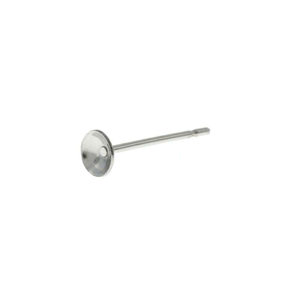 【 ポストのみ 】  お椀皿 4mm ピアス ［ 銀 シルバー ］