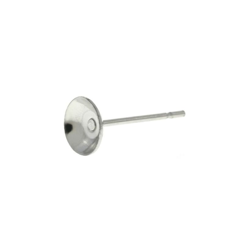 【 ポストのみ 】  お椀皿 6mm ピアス ［ 銀 シルバー ］