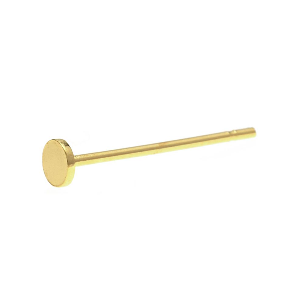 ポストのみ ロングポスト 丸皿 3mm ピアス ゴールド サージカルステンレス パーツ 金属アレルギー対応