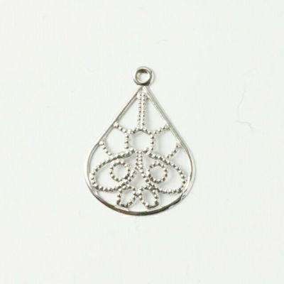 ［10個］サージカルステンレスチャーム01透かしドロップ[シルバー銀]パーツ素材メタル金属アレルギー対応