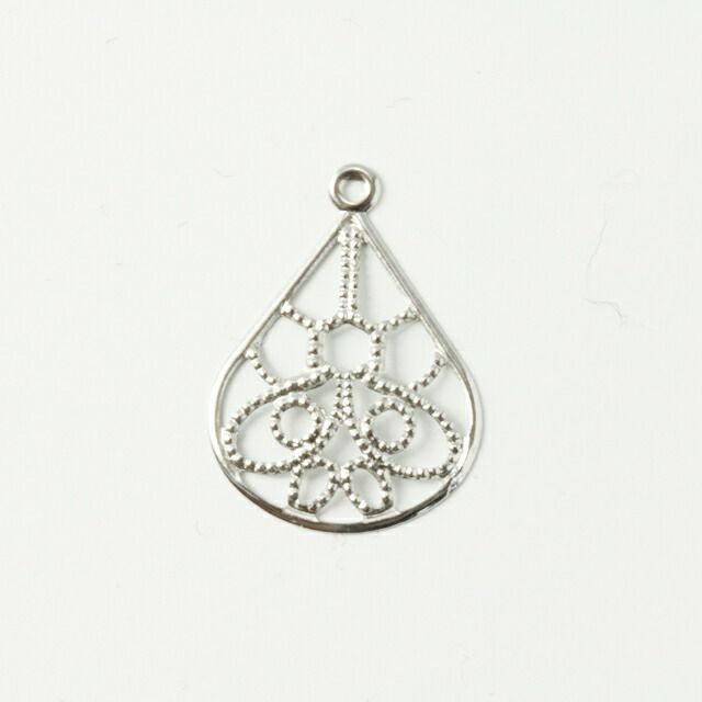 ［10個］サージカルステンレスチャーム01透かしドロップ[シルバー銀]パーツ素材メタル金属アレルギー対応