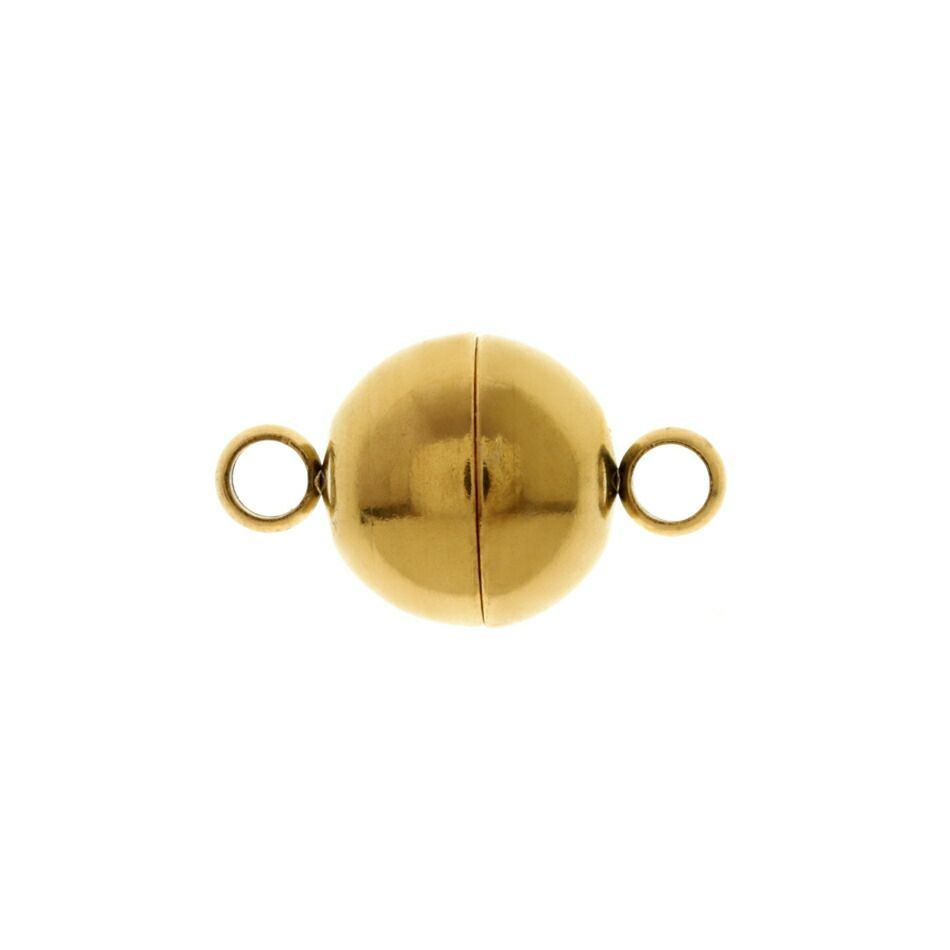 [1個]サージカルステンレス留め具マグネットクラスプ8mm[ゴールド金]強力磁石タイプエンドパーツ金属アレルギー