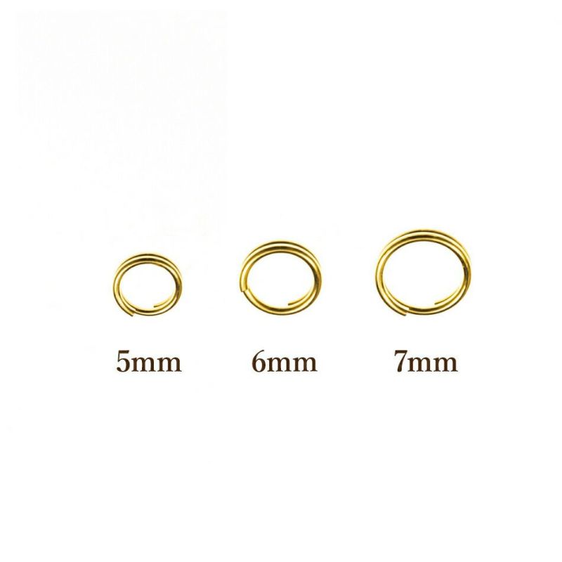 ［100個］サージカルステンレス/二重カン(0.6X7mm)［ゴールド金］金具アクセサリーパーツ素材金属アレルギー対応