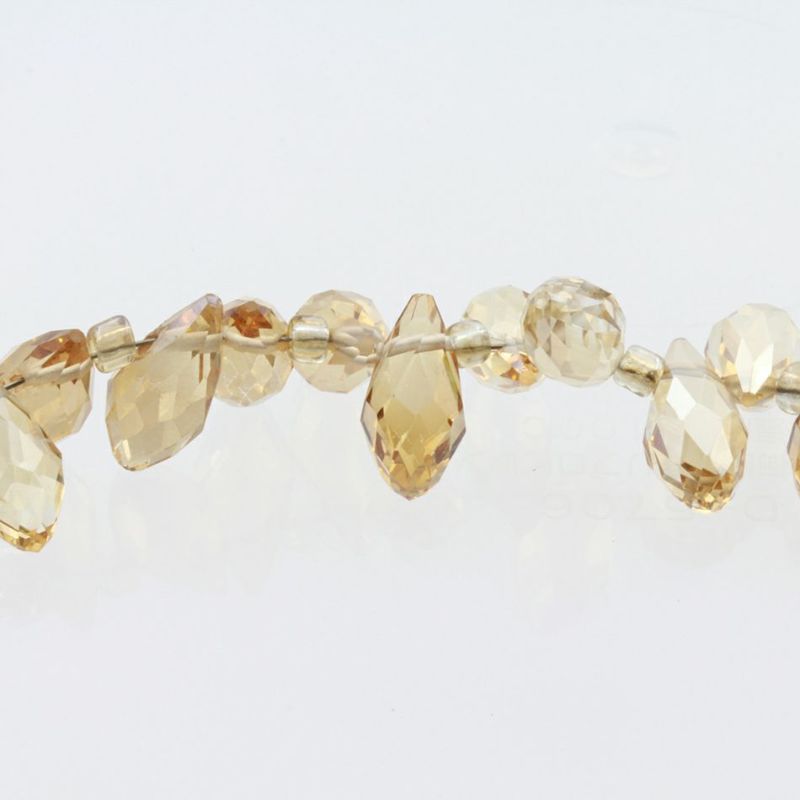 [10個]ヨコ穴多面カットガラスビーズしずくドロップ#2[ミルクティー]パーツ韓国製