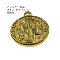 [10個]サージカルステンレスコインチャームA《17mm》[ゴールド金]パーツ金属アレルギー対応