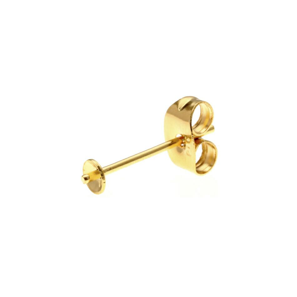 * 短い * 芯有り  お椀皿 ピアス 3mm ［ ゴールド 金 ］