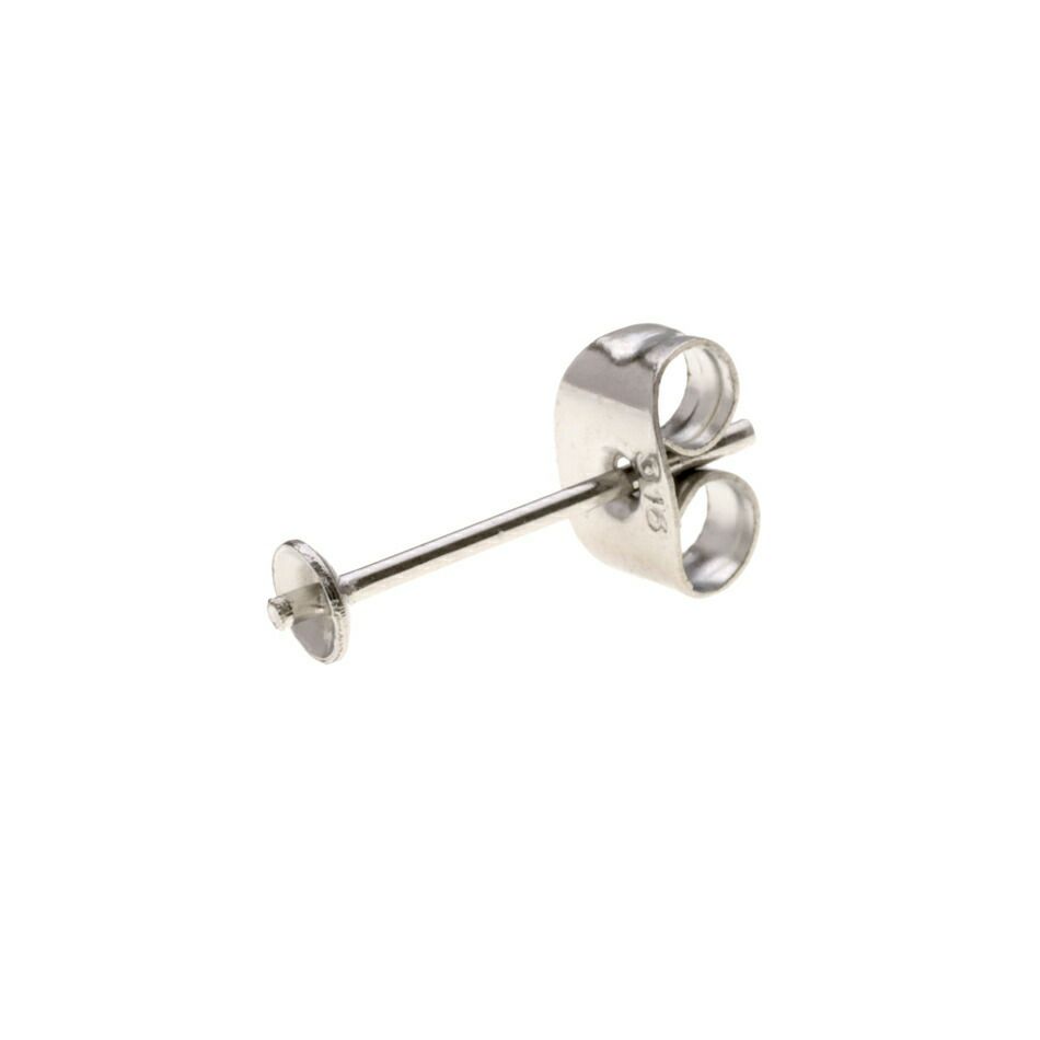 * 短い * 芯有り  お椀皿 ピアス 3mm ［ 銀 シルバー ］