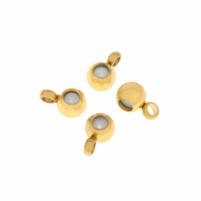 ［5個］サージカルステンレススライドボール*B*［ゴールド金］ネックレス金具アクセサリーパーツ金具金属アレルギー対応