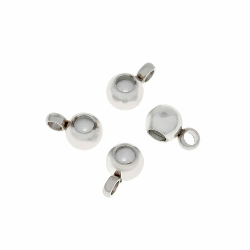 ［5個］サージカルステンレススライドボール*B*［銀シルバー］ネックレス金具アクセサリーパーツ金具金属アレルギー対応