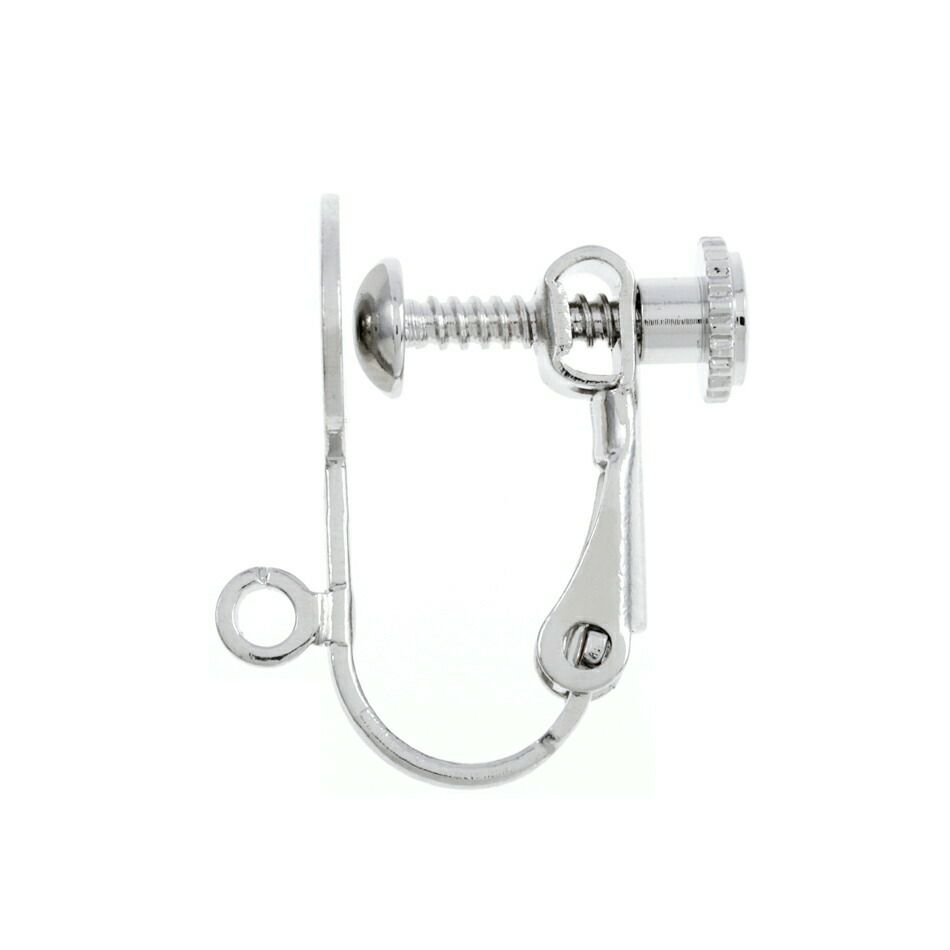 [20個]*カン付き*丸皿《8mm》イヤリングネジバネ式パーツ[銀シルバー]パーツ金属アレルギー対応
