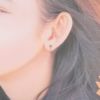カン無し 丸皿 4mm イヤリング ピンクゴールド 着用イメージ画像