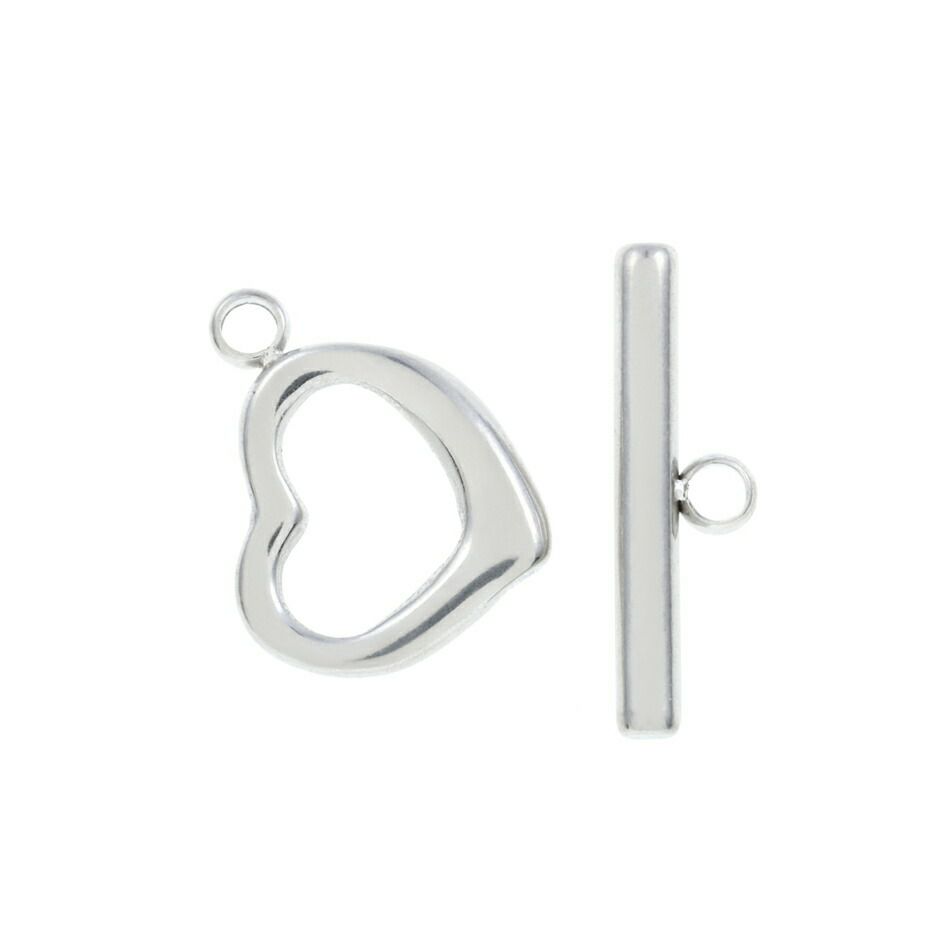 ［4個セット］サージカルステンレス*ハート*マンテル［銀シルバー］接続パーツ金属アレルギー対応