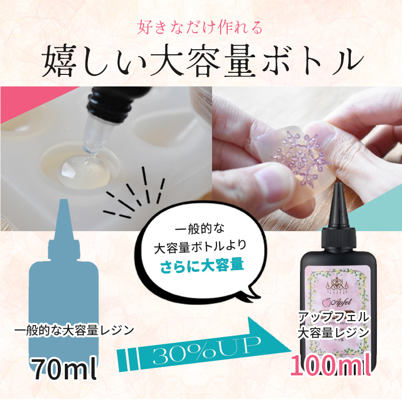 UV-LED対応 レジン液 クリア ハードタイプ 大容量 100g 選べる 高粘度 中粘度 アップフェルオリジナル 