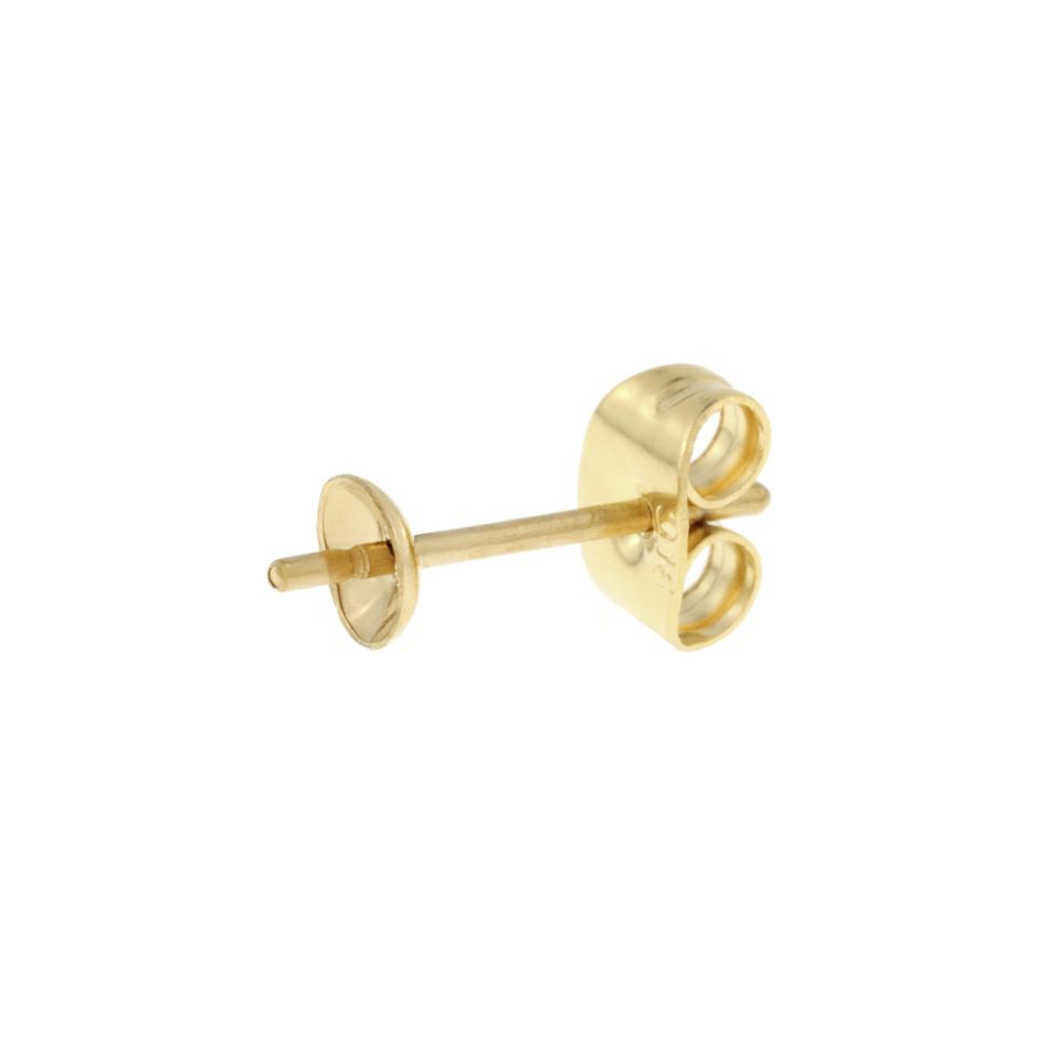 [20個]サージカルステンレス*長い*芯有りお椀ピアス4mm［ゴールド金］キャッチ付きパーツ金属アレルギー対応