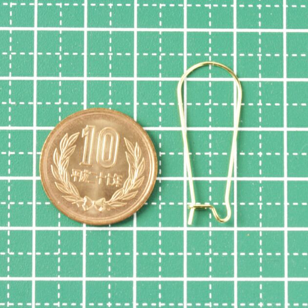 [10個]サージカルステンレスキドニーフック25mm［ゴールド金］ピアスパーツ金具金属アレルギー対応