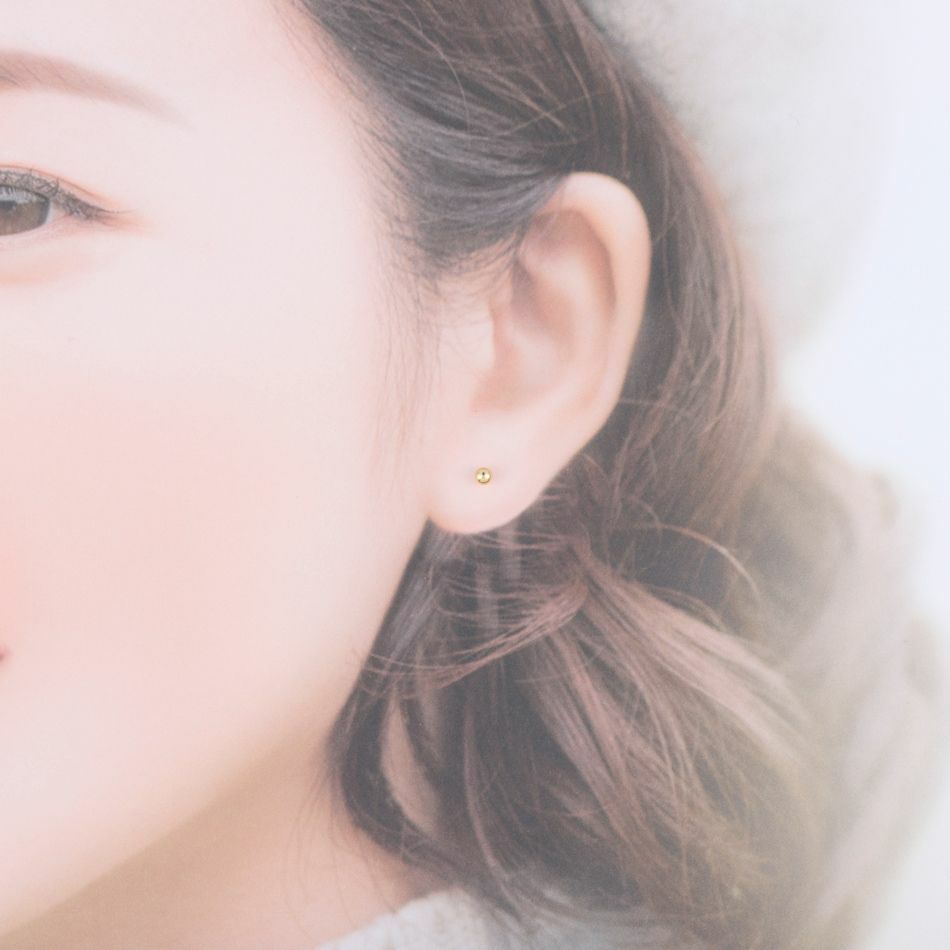 ［10個］ カン無し ボールピアス 3mm [ ゴールド 金 ] イメージ画像