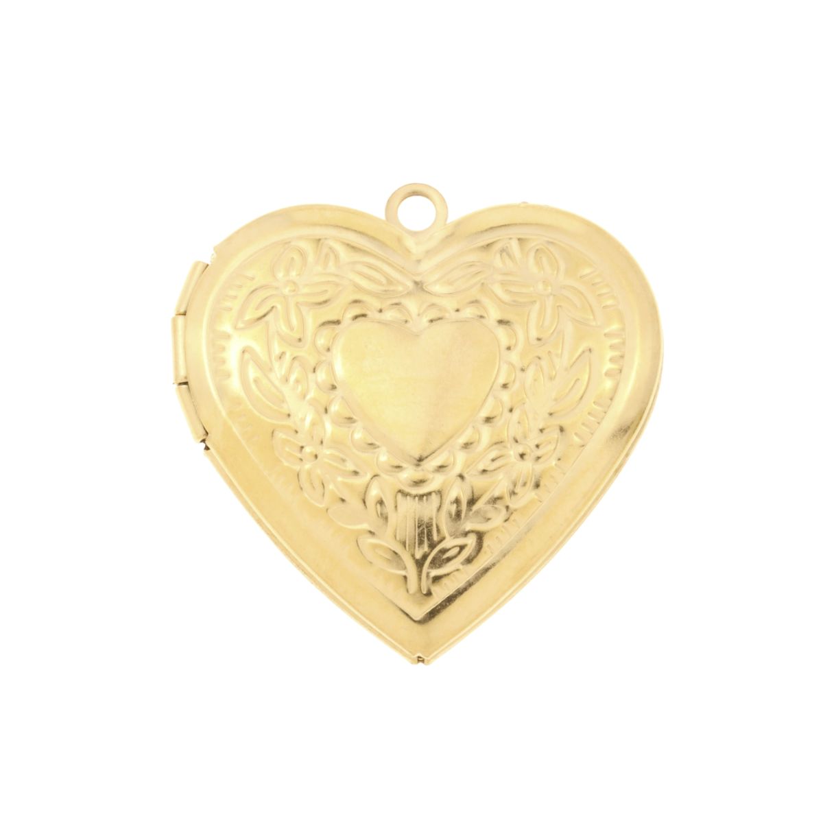 [1個]サージカルステンレスチャーム【ロケット】ハート[ゴールド金]パーツ素材金属アレルギー対応