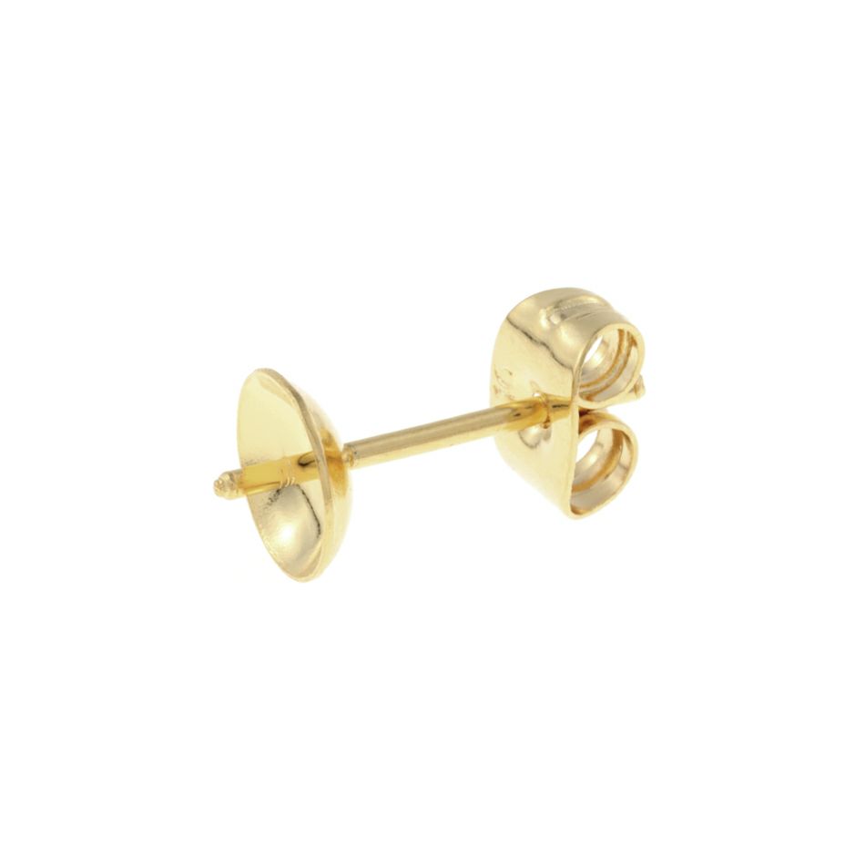 [50個]サージカルステンレス*長い*芯有りお椀ピアス6mm［ゴールド金］キャッチ付きパーツ金属アレルギー対応