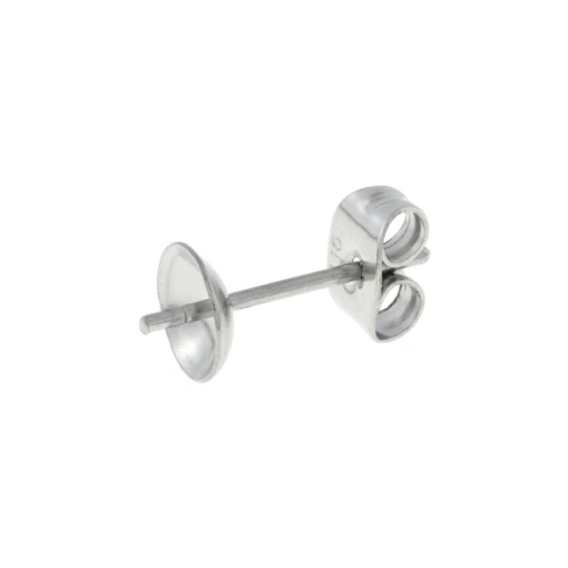 [20個]サージカルステンレス*長い*芯有りお椀ピアス6mm［銀 シルバー］キャッチ付きパーツ金属アレルギー対応