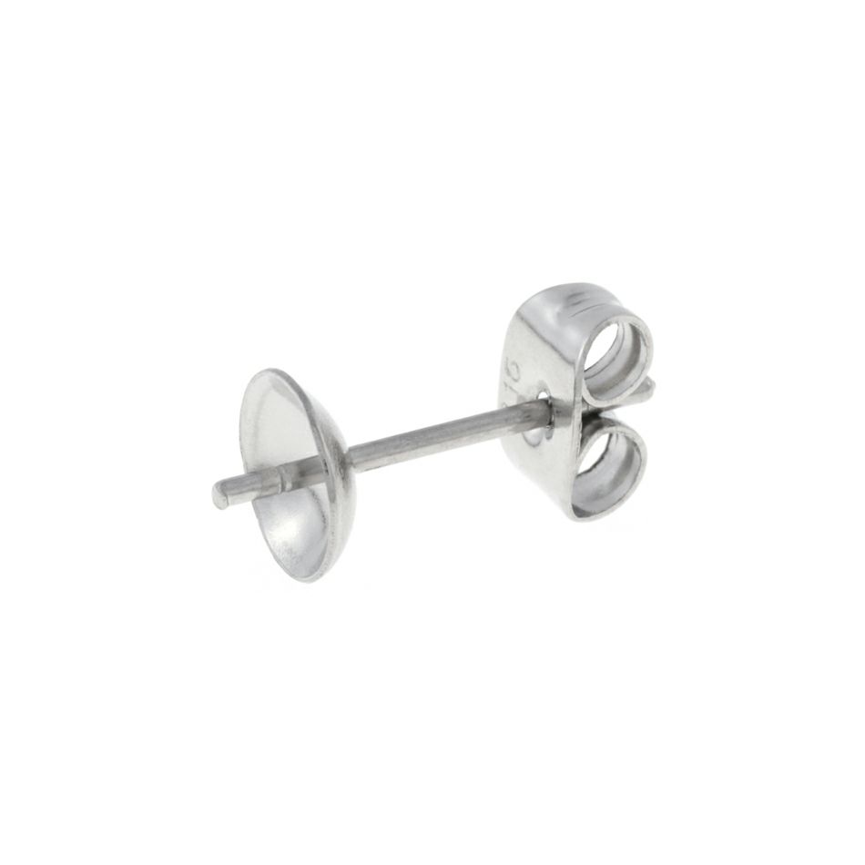 [50個]サージカルステンレス*長い*芯有りお椀ピアス6mm［銀 シルバー］キャッチ付きパーツ金属アレルギー対応