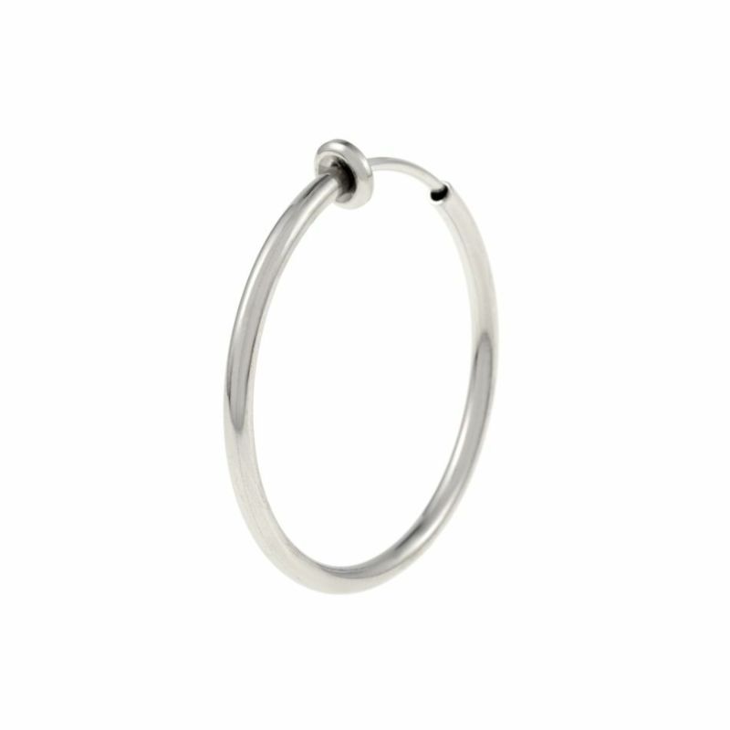 カン無し フープイヤリング * 30mm * ［ 銀 シルバー
