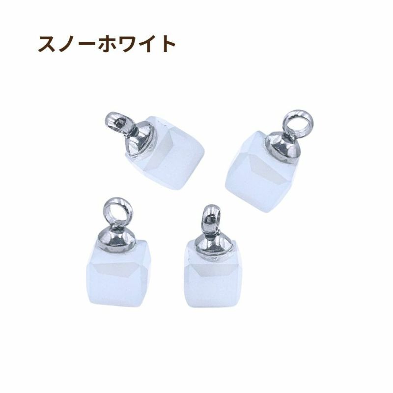 ヒートン付 ガラスビーズ No.2 ［ 銀 シルバー ］スノーホワイト
