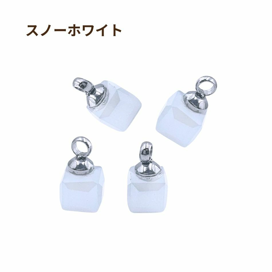 ヒートン付 ガラスビーズ No.2 ［ 銀 シルバー ］スノーホワイト